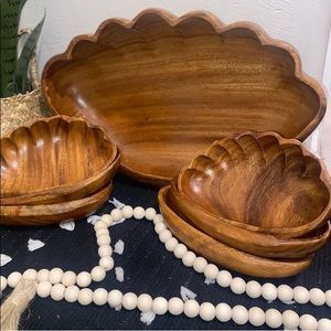 Set of boho wood bowls